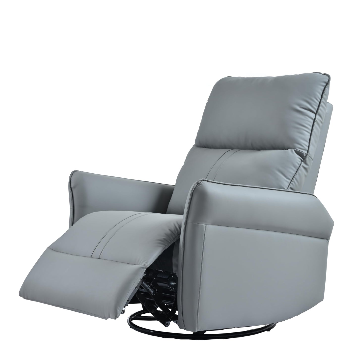 KEIKI 270 Degree Power Swivel PU Leather Power Recliner Chair, Nursery Recliners, Home Theater Recliner Chair, Rocking Chair Electric Glider Reclining Sofa with USB Ports, Blue Gray