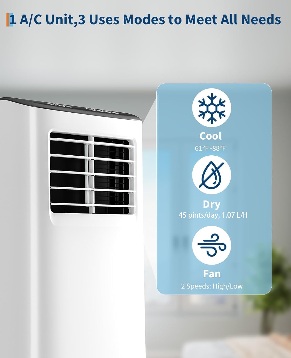 Garvee 8,000 BTU Portable Air Conditioner, 3-in-1 Portable AC Unit with Remote Control, Cool, Dehumidifier & Fan Modes for Rooms up to 350 sq.ft, with Sleep Mode, 24 Hours Timer, and Window Kit