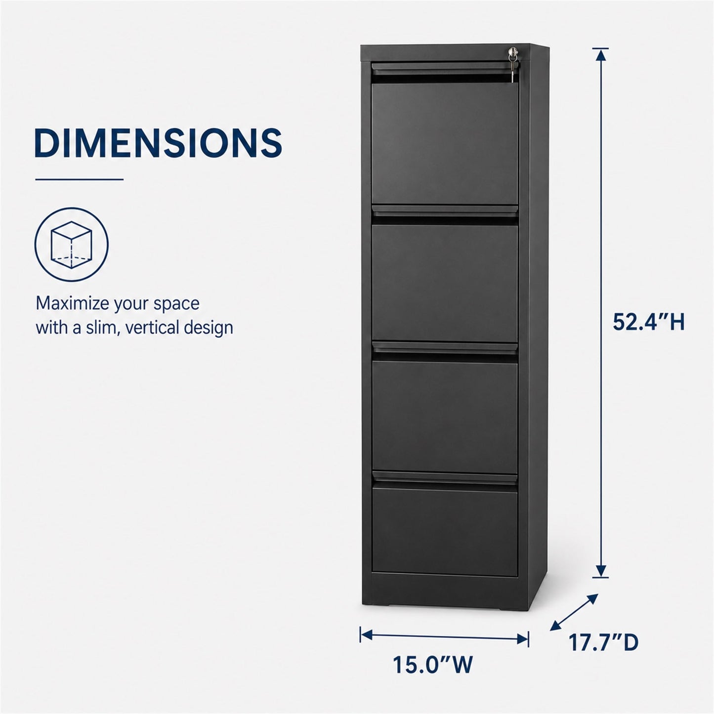 Garvee 4-Drawer File Cabinet with Lock, Metal Storage Cabinet for Home Office, Adjustable Hanging Folders, Letter Legal A4 Documents, Secure, Mobile, Easy Assembly