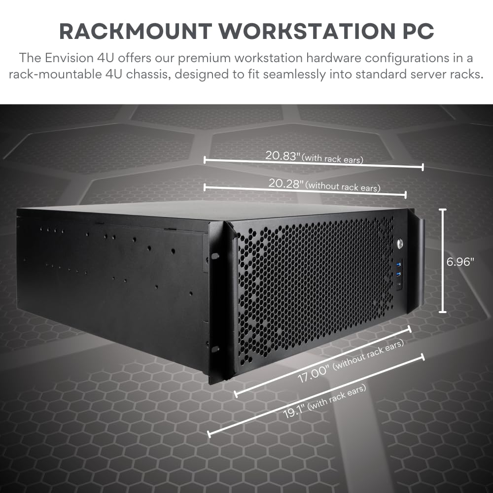 Quiet Rackmount Computer (RTX 5090 32GB, 4.3-5.7 GHz AMD Ryzen 9 9950X Processor, 96GB RAM, 4TB SSD, W11 Pro) - 4U Rack Mount Server or Workstation Desktop PC for Home, Business and Gaming