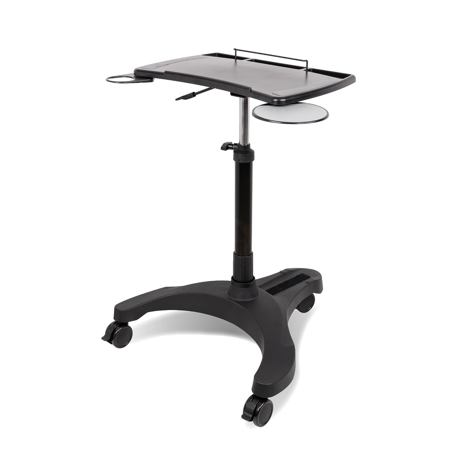 EHO Mobile Laptop Standing Desk Carts on Wheels with Stationery Storage, Pneumatic, Height Adjustable Rolling Stand, Sit to Stand Computer Cart, Workstation for Home, Office, Medical and School