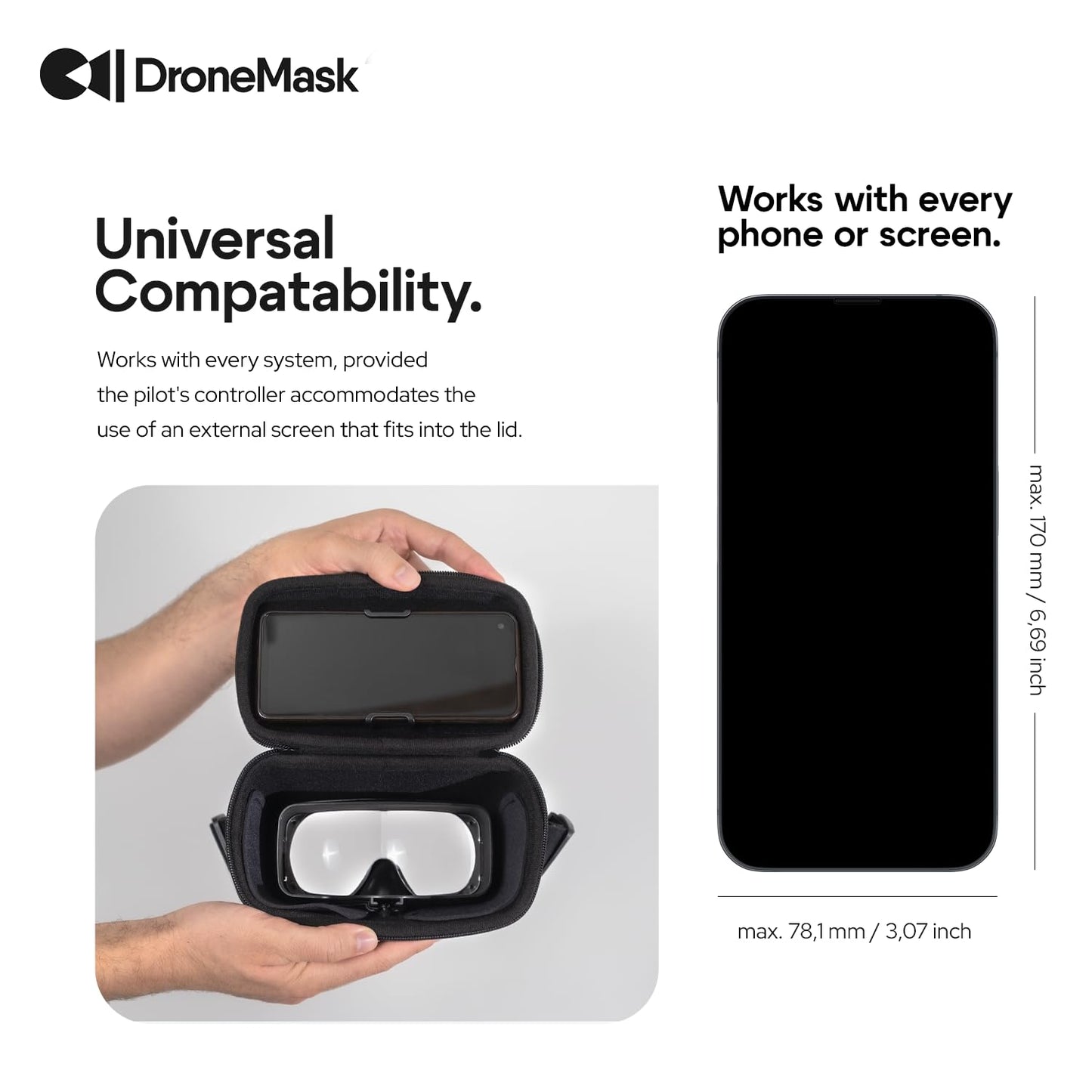 DroneMask 2 | FPV Goggles for All Camera Drones | Unibody Lens | HD FPV Goggles | Compatible Versatile Skyview FPV Drone Goggles | Clear Immersive View | All GPS Camera Drone