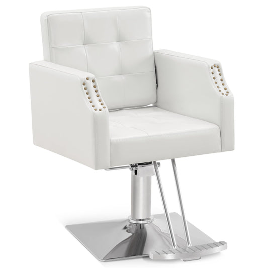 BarberPub Classic Salon Chair for Hair Stylist,Hydraulic Barber Styling Chair,Beauty Salon Spa Equipment 8818 (White)