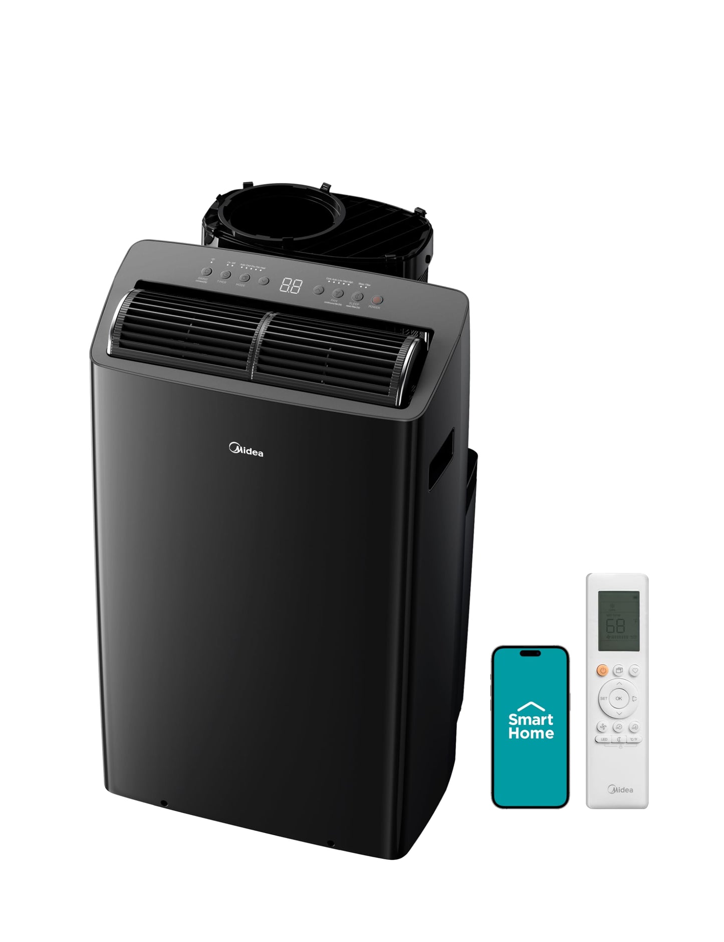 Midea Duo 14,000 BTU (12,000 BTU SACC) High Efficiency Inverter Ultra Quiet Portable Air Conditioner, with Heat up to 550 Sq. Ft., Works with Alexa/Google Assistant, with Remote Control & Window Kit"