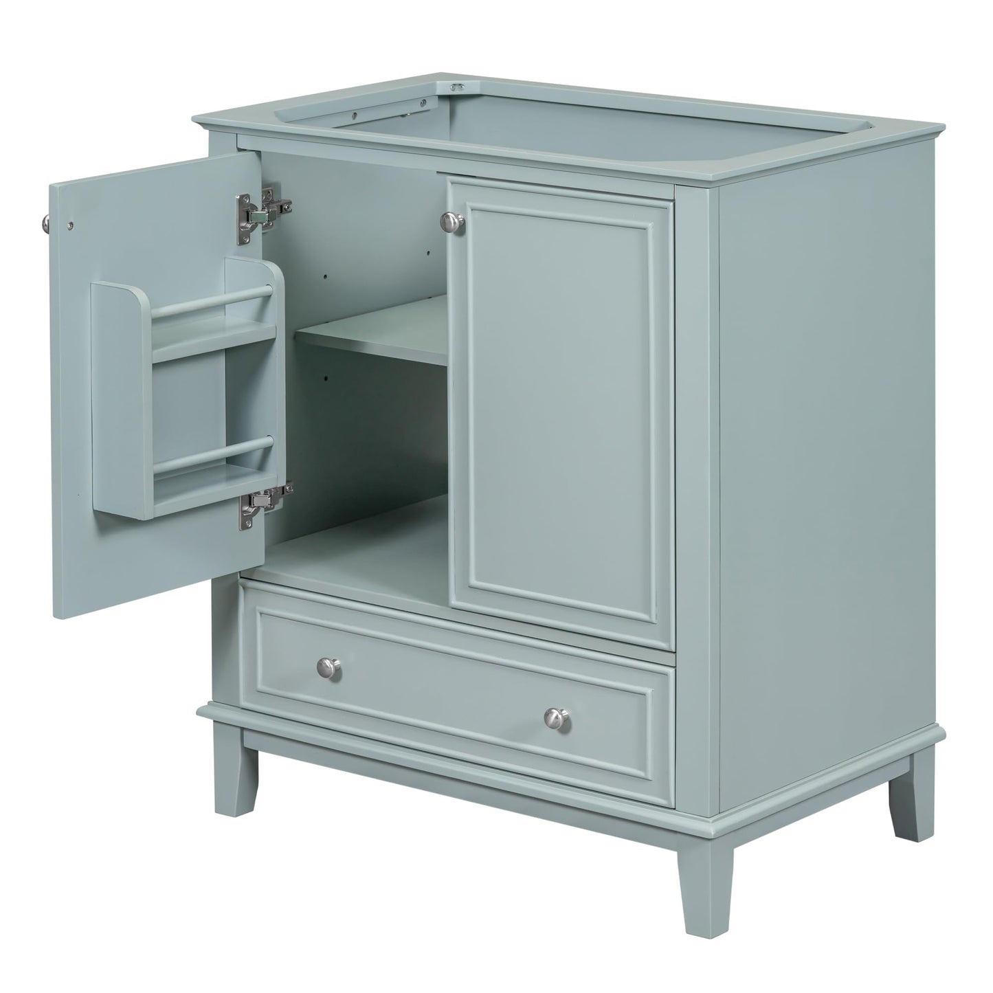Merax 30" Bathroom Vanity Cabinet Base Only, Painted Solid Wood Frame, Multi-Functional Drawer Dividers, Storage Rack, Green