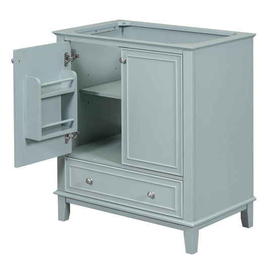 Merax 30" Bathroom Vanity Cabinet Base Only, Painted Solid Wood Frame, Multi-Functional Drawer Dividers, Storage Rack, Green