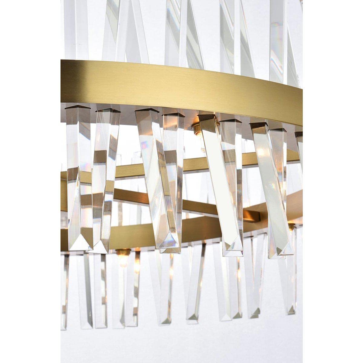Elegant Lighting Serephina Crystal Round Chandelier, 36 Inch, Satin Gold, Model 6200D36SG, Iron and Crystal Material