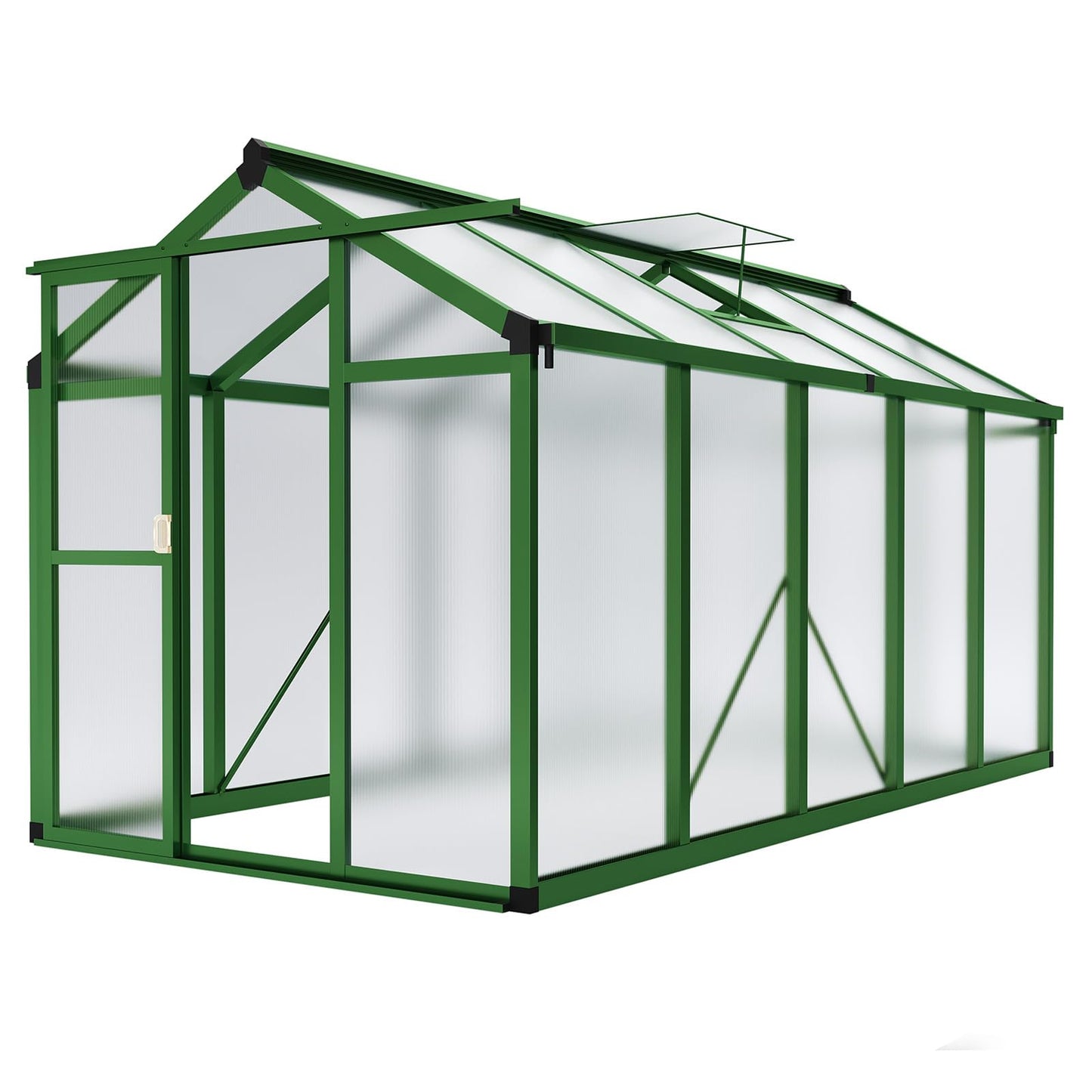 Garvee 6x10 ft Greenhouse - Aluminum Greenhouses for Outdoors, Large Polycarbonate Greenhouse with Roof Vent, Heavy Duty Walk-in Green Houses for Outside Garden, Backyard, Patio, Lawn, Easy Assembly