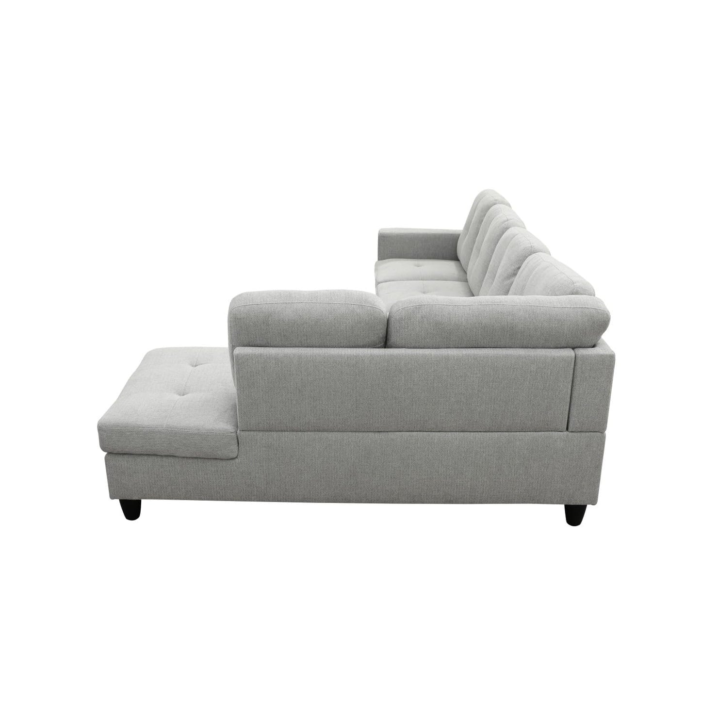 UOCFYK Sectional Sofa Couch with Right Chaise, Flannel L Shaped Couches for Living Room, Office, Apartments, Small Space, Light Grey