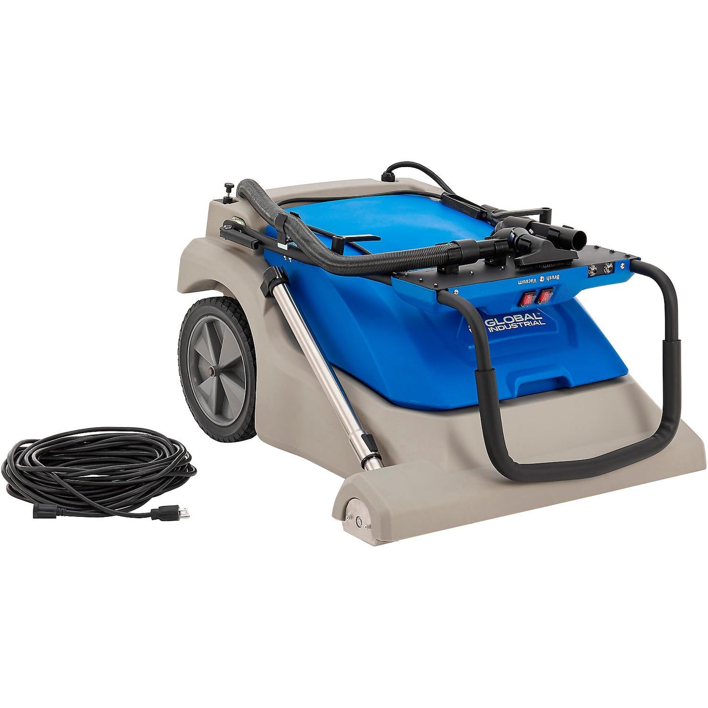 Global Industrial Commercial Wide Area Carpet Vacuum Cleaner, 30" Cleaning Width, 10.5 Gallon Capacity, 2 Horsepower, 120V 80'L Power Cord, Gray & Blue