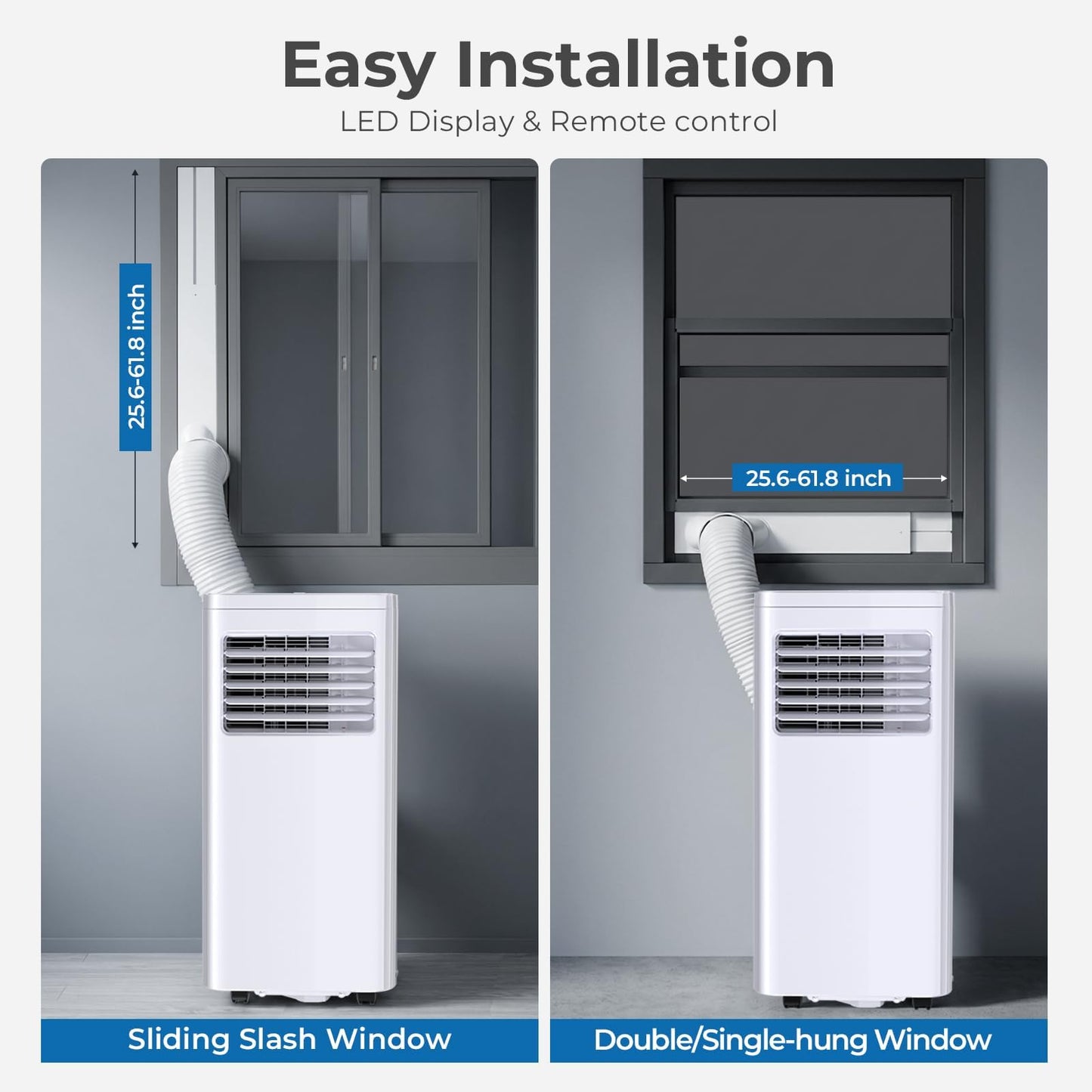 COWSAR 8,000 BTU Portable Air Conditioner | Cools Up to 350 Sq.Ft, 4-in-1 AC with Remote, LED Display & 24H Timer, Complete Installation Kit, White