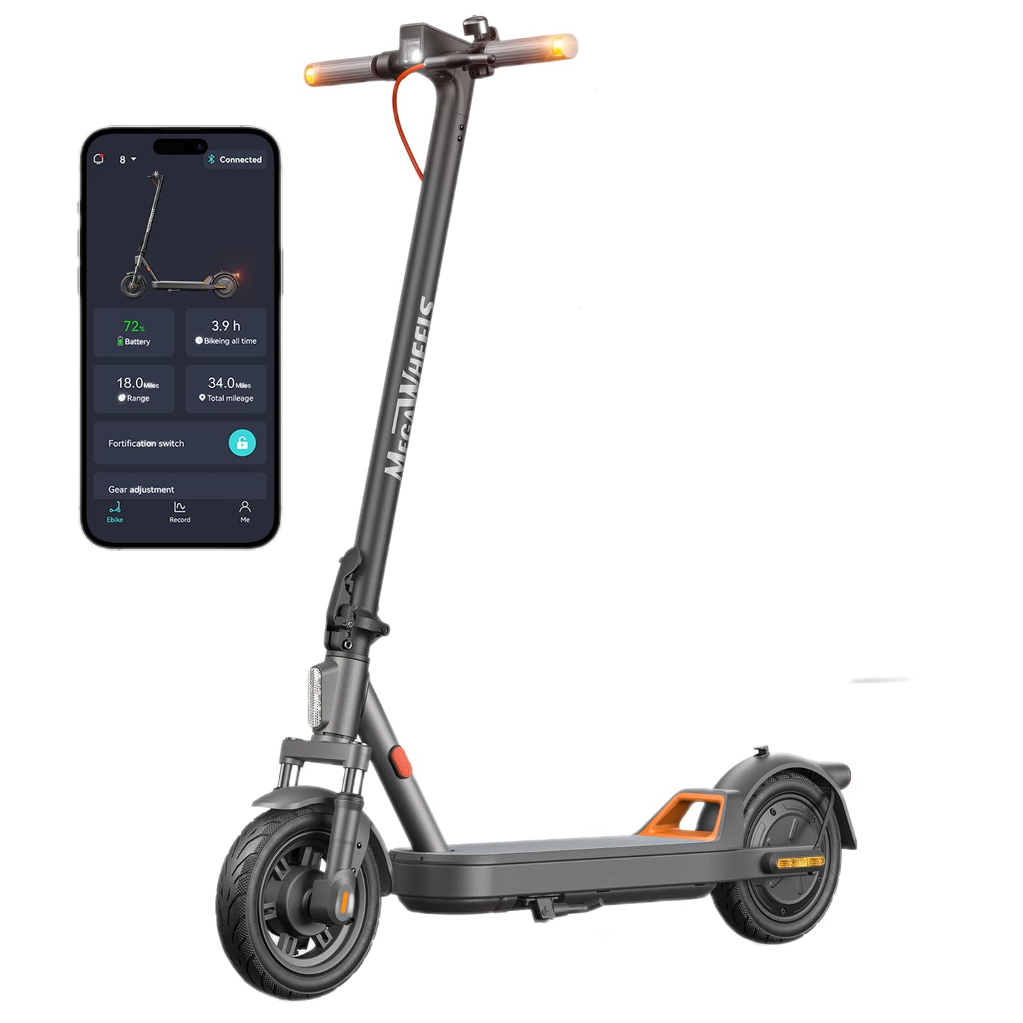 MEGAWHEELS Electric Scooter for Adults, 14/19/28 Miles Long Range,15.5/20 Mph Top Speed, Front Dual Supsension Electric Scooter with Cruise Control, Dual Braking Systems Escooter for Adults and Teens