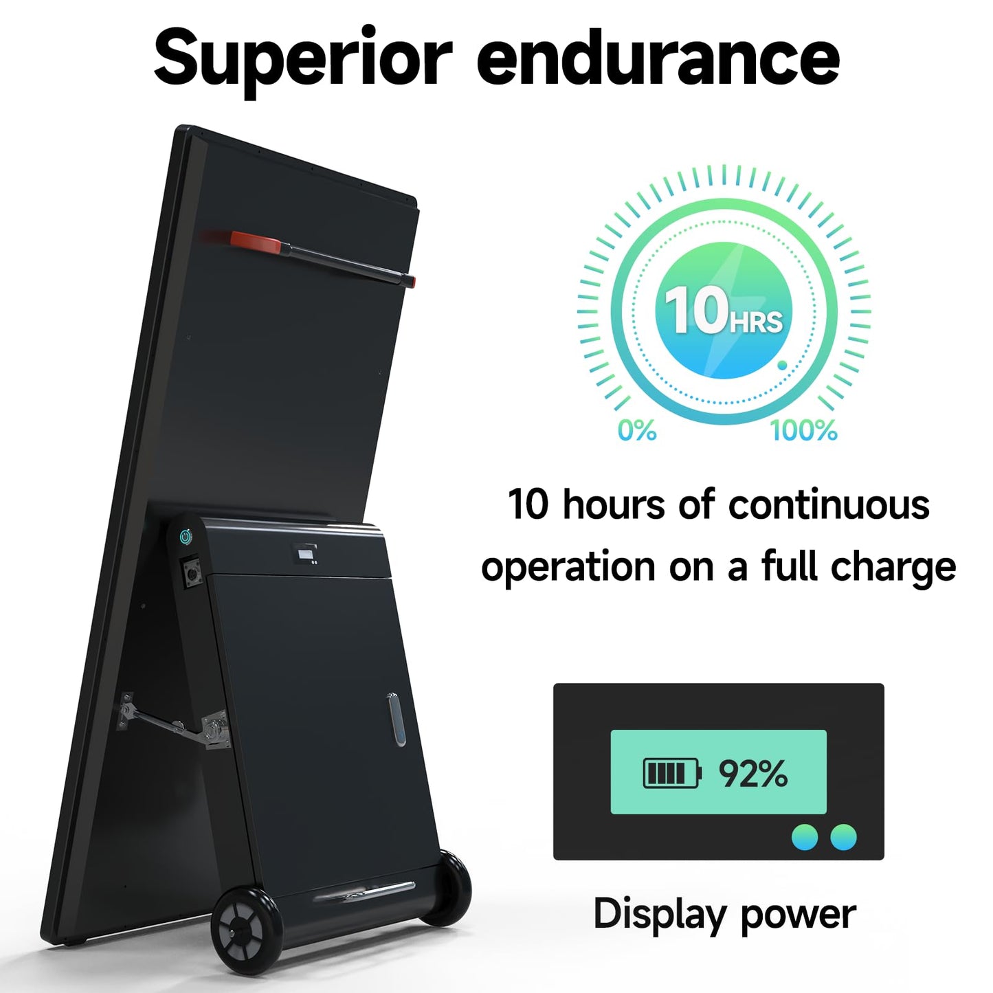SIOXCFZ 43 inch Outdoor Mobile Digital Signage Display, LCD IP65 Waterproof Advertising Display Kiosk with Rechargeable Battery, Brightness Auto-Adjustment and Impact Resistant Screen
