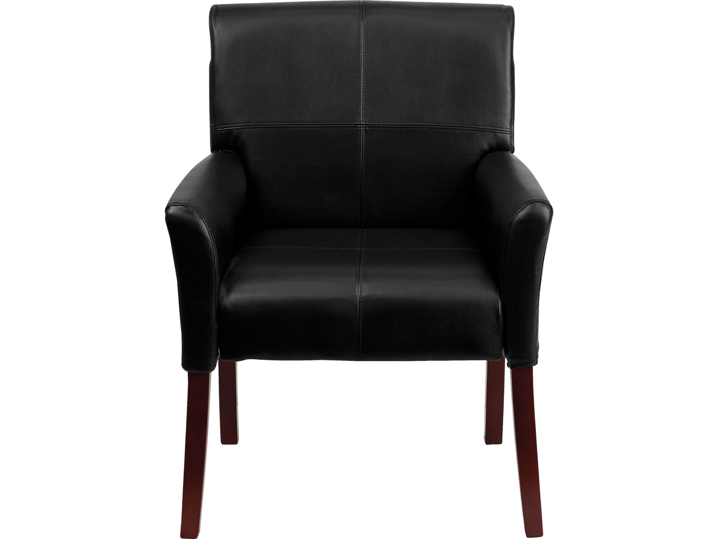 Flash Furniture Taylor LeatherSoft Upholstered Executive Side Reception Chair, Lobby Chair with Cushions and Padded Arms, Black
