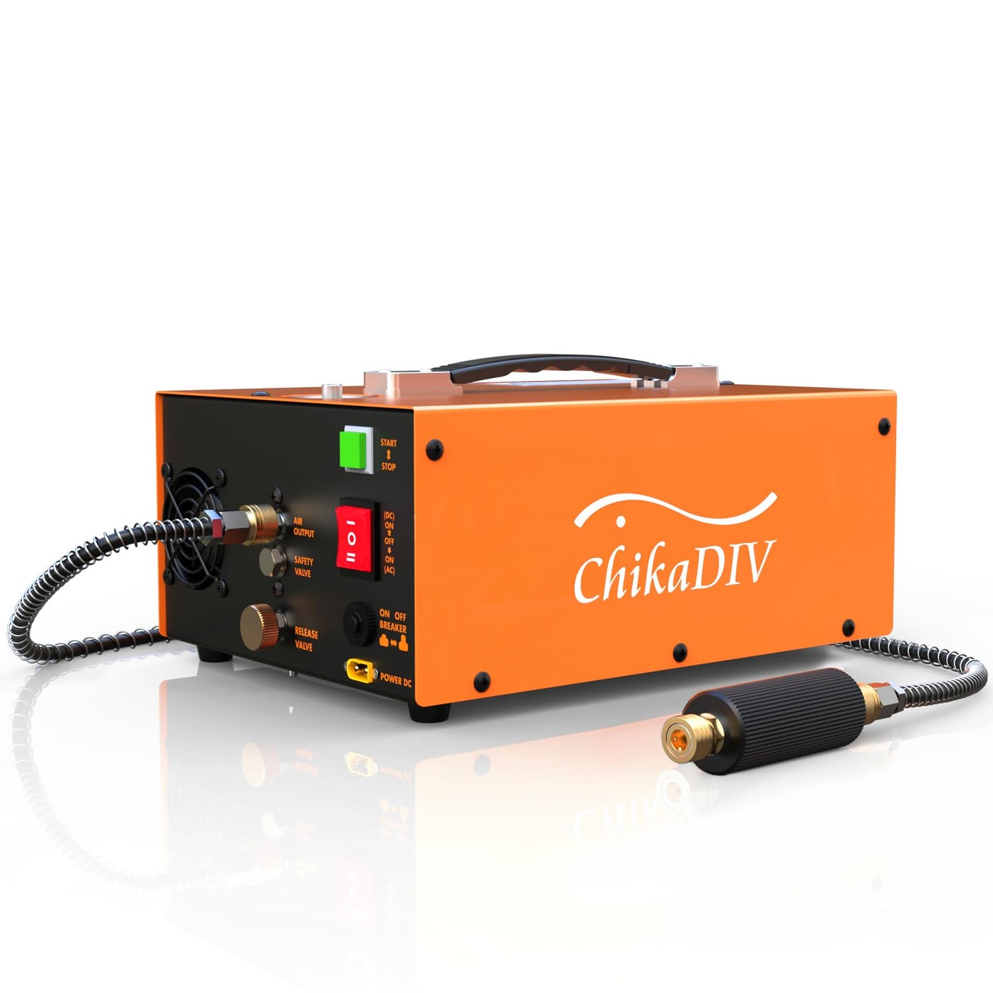 CHIKADIV PCP Air Compressor 4500Psi, Fast Fill for Airguns or Paintball Tank, PCP air pump Auto Shut-Stop, Dual Power Dual Power 12V DC &110V/220V AC,350W Air Compressor for scuba tank