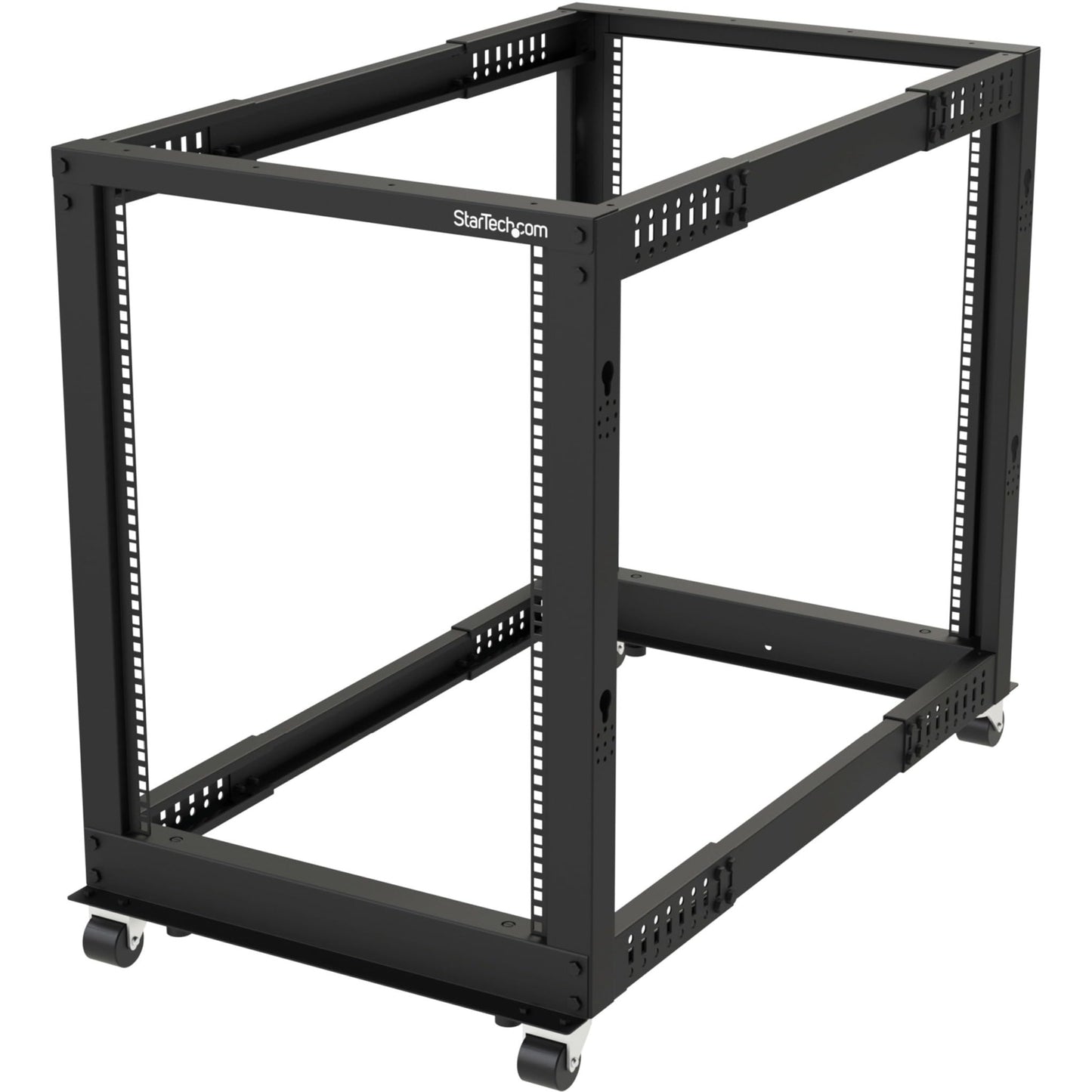 StarTech 15U 4-Post Server Rack, 19in Open Frame Rack with 40in (101cm) Mounting Depth and 1200lb (544kg) Weight Capacity, Mobile or Floor Mount IT Rack