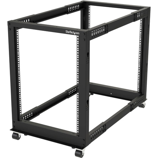 StarTech 15U 4-Post Server Rack, 19in Open Frame Rack with 40in (101cm) Mounting Depth and 1200lb (544kg) Weight Capacity, Mobile or Floor Mount IT Rack