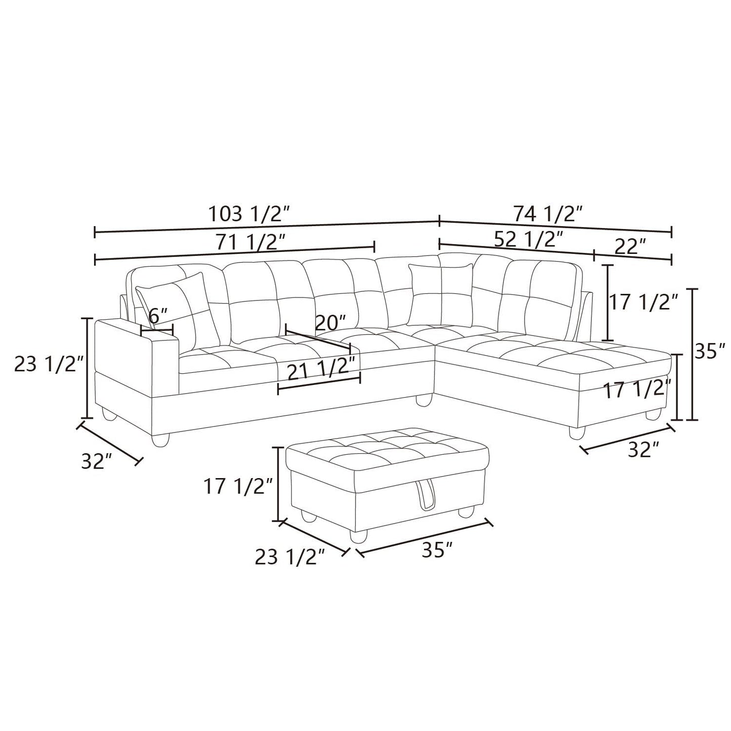 UOCFYK 3 Pieces Sectional Sofa Sets, L-Shape Sofa Microfiber Couch Living Room Sofa Set with Chaise Using for Living Room Furniture - Right Hand Facing,Red