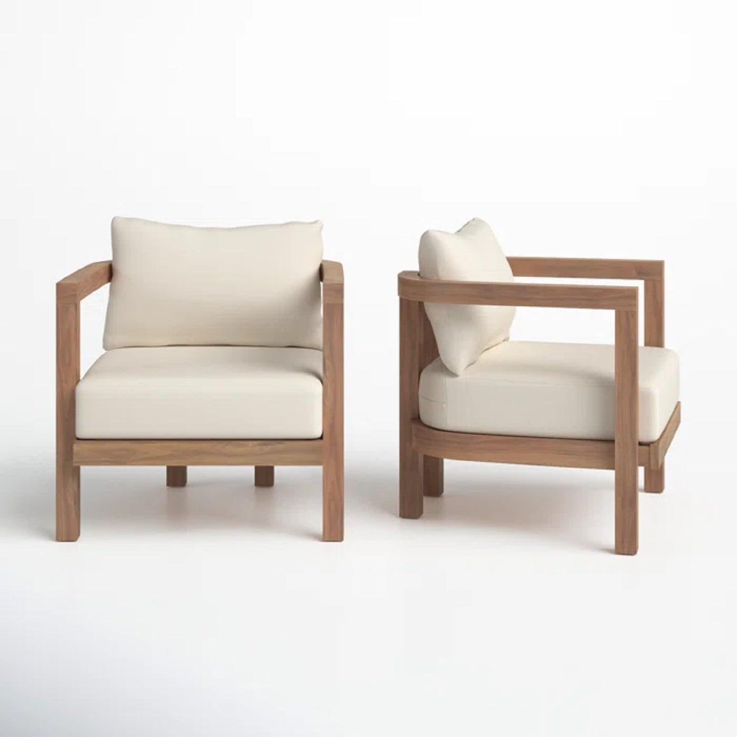 Merax Set of 2 Outdoor Acacia Wood Club Chair with Cushion,Patio Furniture Conversation Set for Backyard