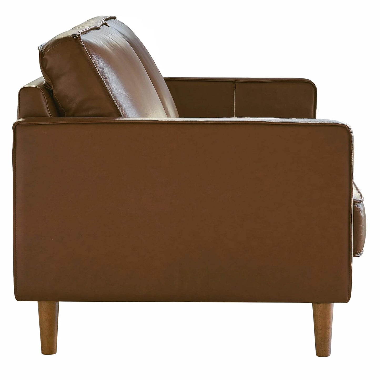 Sunset Trading Prelude 55" Wide Top Grain Leather Chestnut Brown | Mid Century Modern Small Couch Loveseat, Space Seating (SU-PR15070-86-200E)