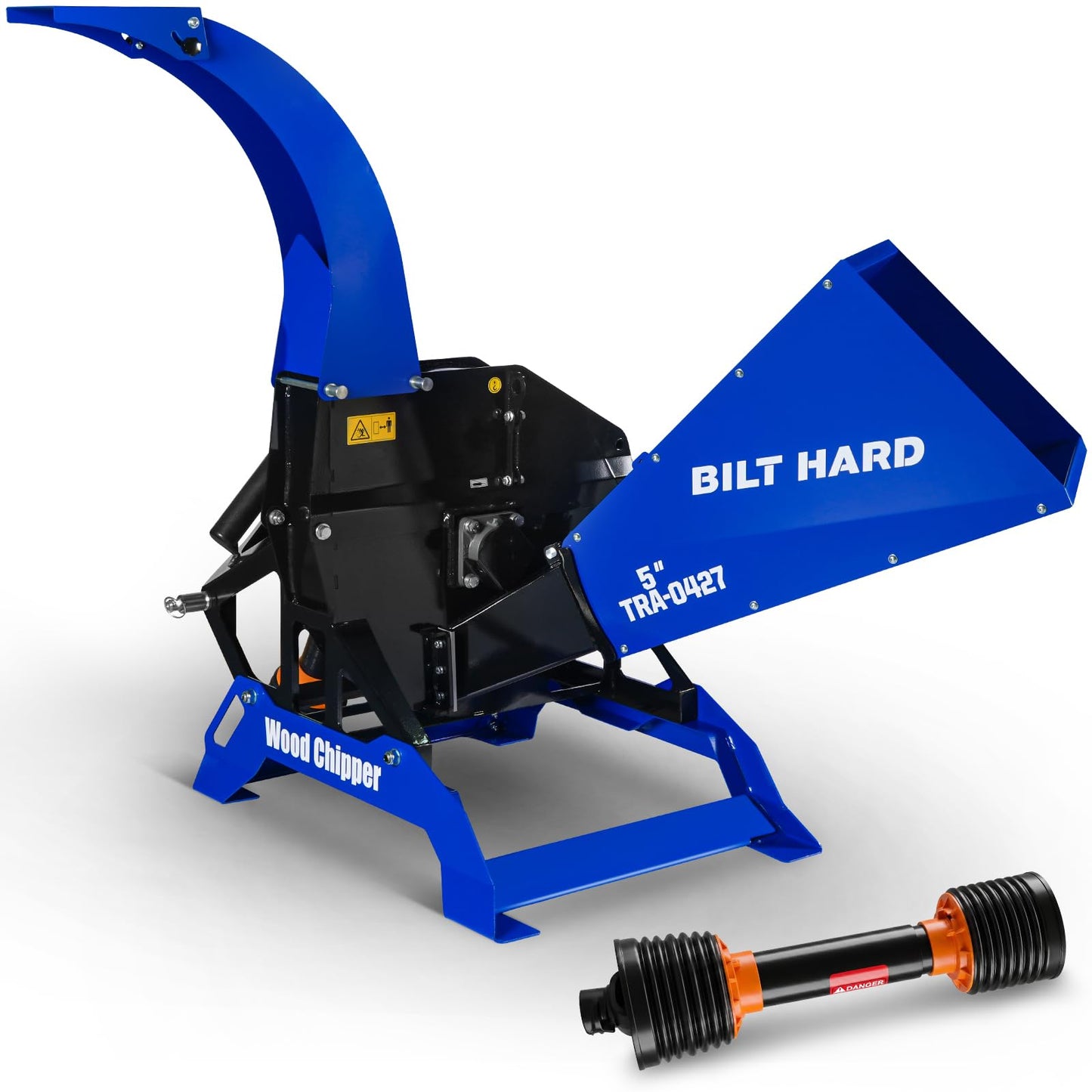 BILT HARD 5 Inch 3 Point PTO Powered Wood Chipper for 15-50 HP Tractors, Leaf Branch Shredder Mulcher, Category 1 Hitch and Quick Hitch Compatible, 25" Rotor with Reversible Blades