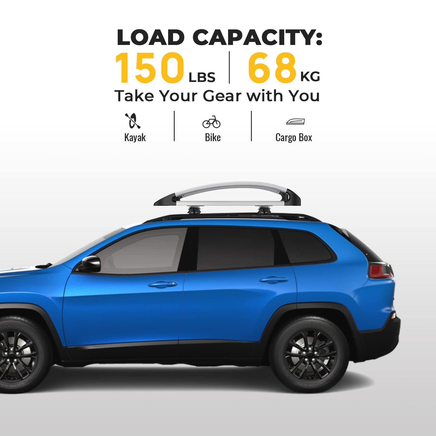 BougeRV Anti-Rust Aluminum Roof Basket 47''x40''x8'', Lightweight Universal Rooftop Cargo Carrier Roof Rack Cargo Basket with Wind Fairing, Roof Rack for SUV Pick Up Truck,150LBS Load Capacity, Silver