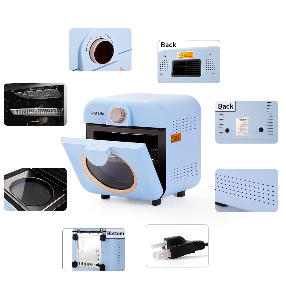PYD Life Mini Sublimation Oven Machine 12 L 120 V 1600 W Light Blue Heat Press Machine for Sublimation Blanks Mugs Tumblers Cups Water Bottles Sublimation Printing