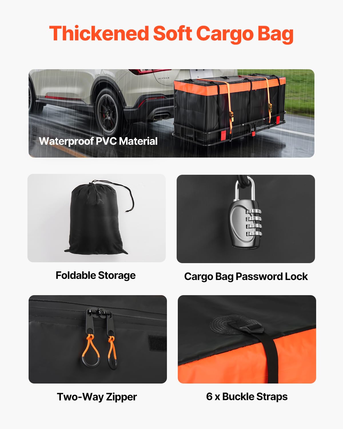 VEVOR 60 x 24 x 6 in Folding Hitch Cargo Carrier 500lbs Capacity