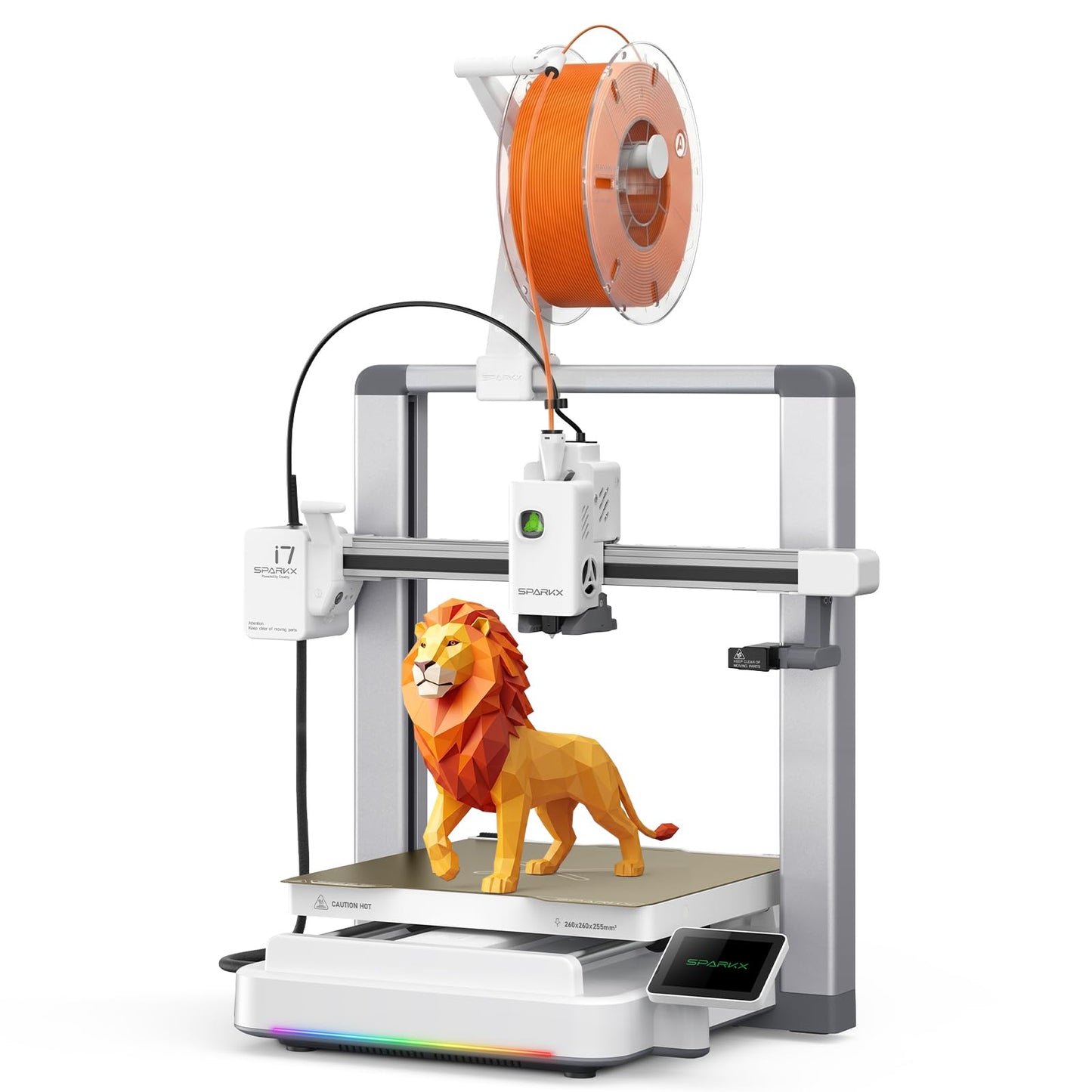 Creality SPARKX i7 3D Printer Multi Color 3D Printing 500mm/s High Speed 95% Pre-Assemble AI Photo 3D Printing RGB Light Smart AI Camera Auto-Leveling Essential Parts Low Noise 10.24×10.24×10 inch