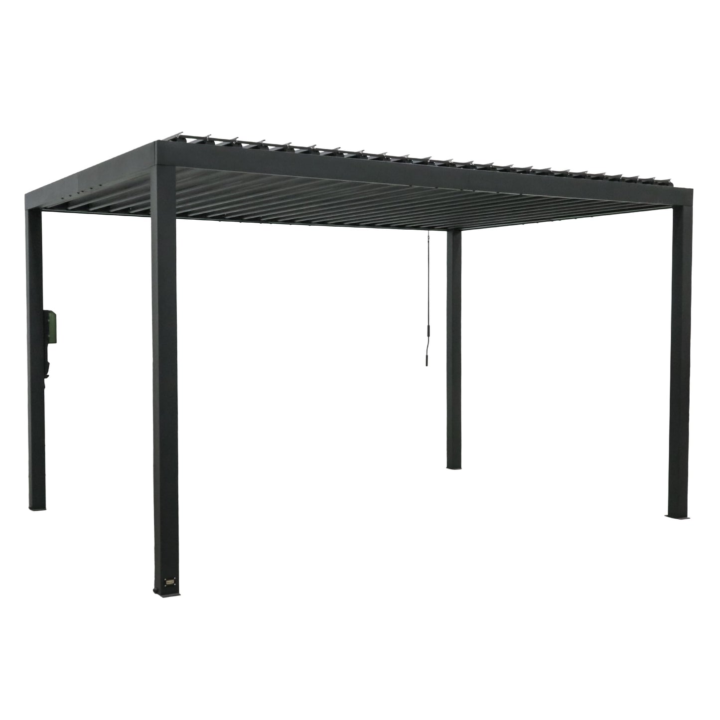 Backyard Discovery Sarasota 14' x 10' Galvanized Steel Louvered Pergola Kit with Adjustable Roof, Shade, Rain Protection, High-Wind Rating, Gutter System for Outdoor Patio, Garden, Deck, Entertaining