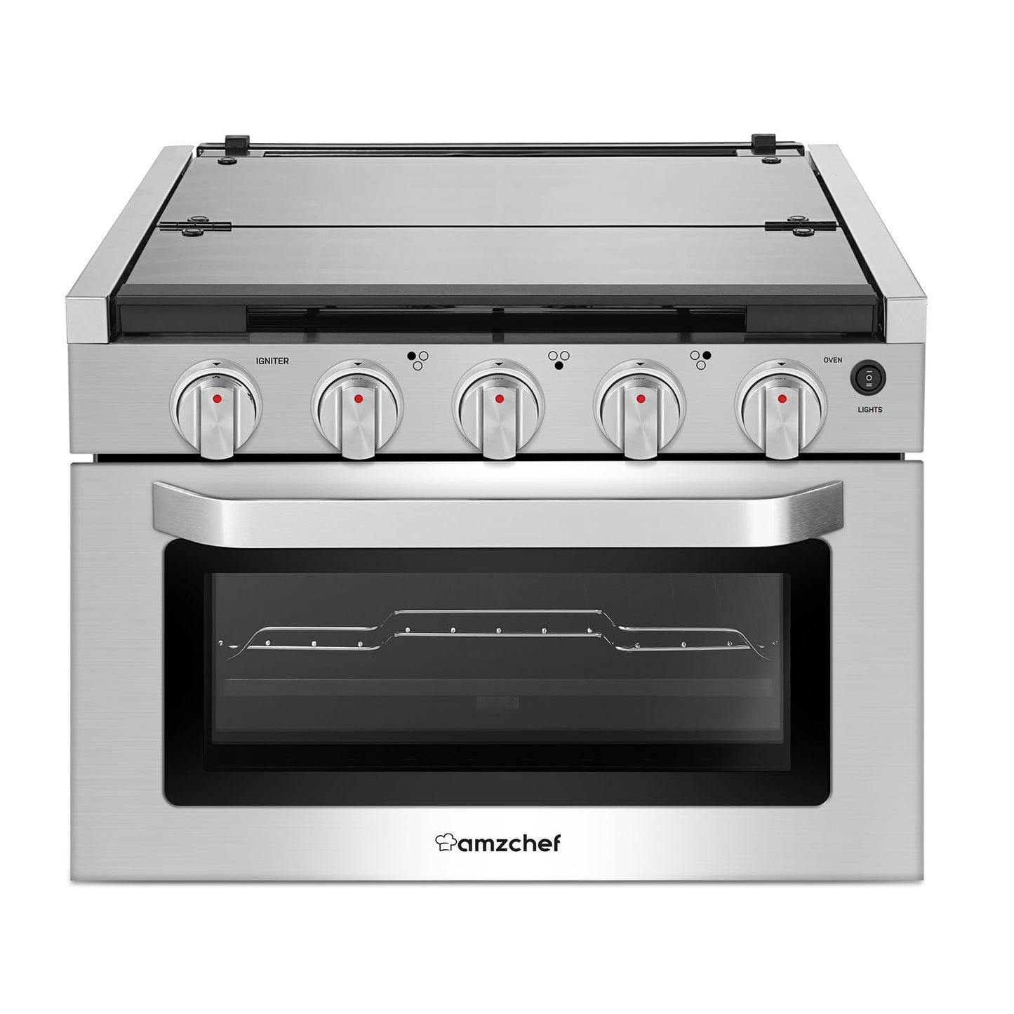 AMZCHEF 17 Inch 3-Burner RV Gas Range with 1.24 Cu.Ft Oven, High Output Propane Stove for Mobile Home, Camper, Apartment, Stainless Steel