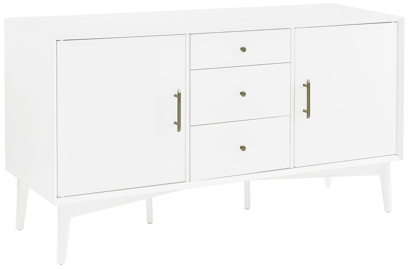 Crosley Furniture Landon Mid Century Sideboard Buffet Cabinet with Storage, White