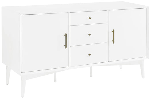 Crosley Furniture Landon Mid Century Sideboard Buffet Cabinet with Storage, White