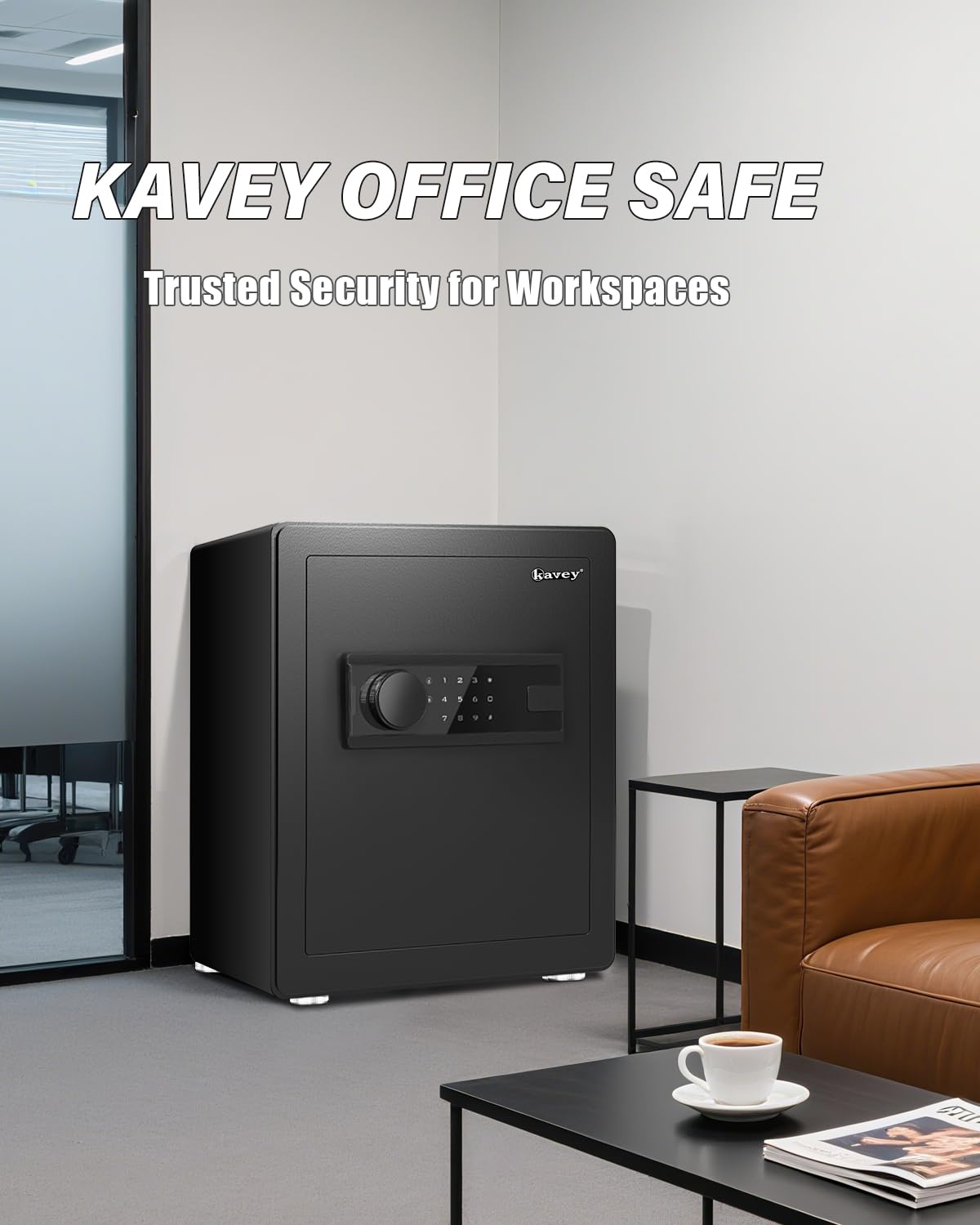 Kavey 2.0 Cub Safe Box, Steel Security Safe and Lock Box with Backlit Touch Screen Keypad, Dual Alarm System, Mute Function and LED Light for Home Office 12.6"D x 14.96"W x 17.72"H