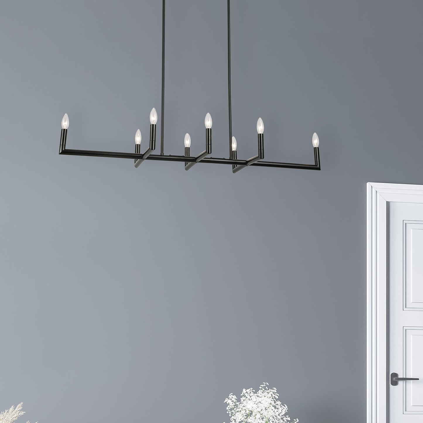Dainolite 8 Light Chandelier NOR-478HC-MB Matte Black Finish