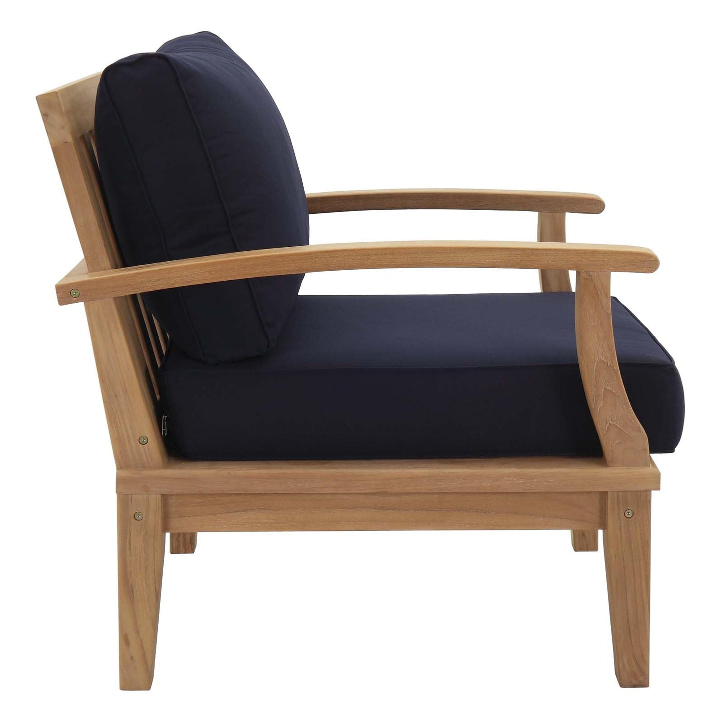Modway EEI-1143-NAT-NAV-SET Marina Premium Grade A Teak Wood Outdoor Patio Armchair, Natural Navy
