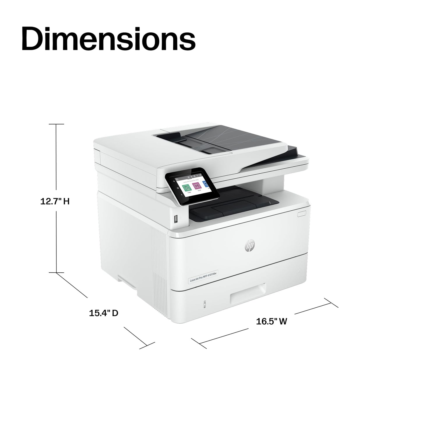 HP Laserjet Pro MFP 4101fdw Wireless Black & White All-in-One Laser Printer, Scanner, Copier, Fax, Best-for-Office (2Z619F)