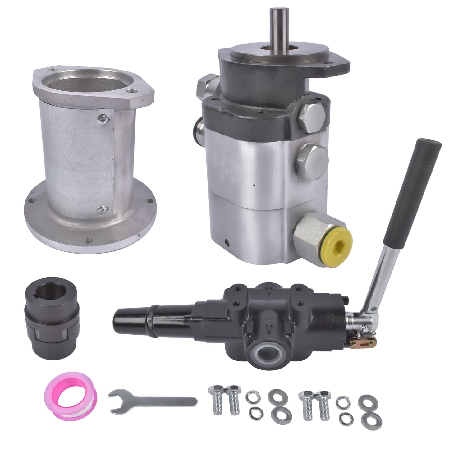 Hydraulic Wood Log Splitter Pump Kit - 22 GPM, 2 Stage 4000 PSI Aluminum Gear Pump with 3600 RPM, Includes Hydraulic Directional Control Valve, Coupling, Installation Base, and 3/4" NPT Outlet