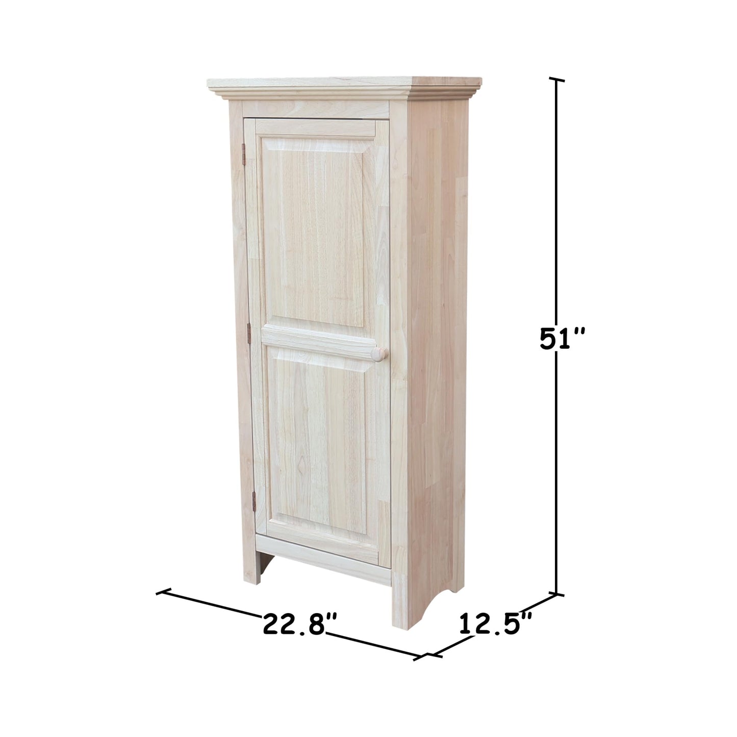 Single Jelly Cabinet, Solid Parawood Construction, 22.8"W x 12.5"D x 51"H, Easy Assembly, Kitchen Pantry Storage Cabinet