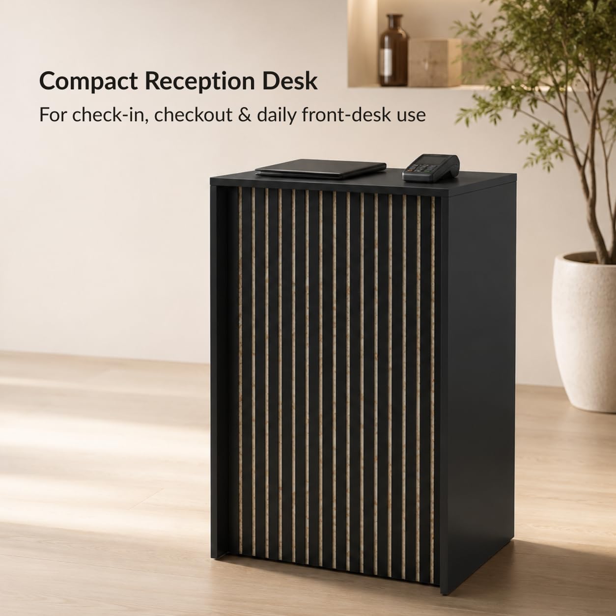 Host Stand with Drawer, Small Reception Desk, 26in Checkout Counter, Black