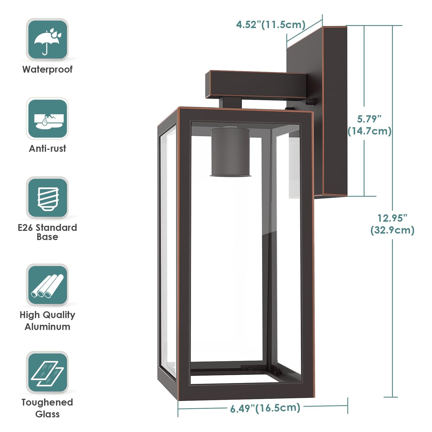 MAXvolador Outdoor Wall Lantern, Waterproof Sconce Light Fixture, Large, Oil-Rubbed Bronze, Model 2032BC, Aluminum