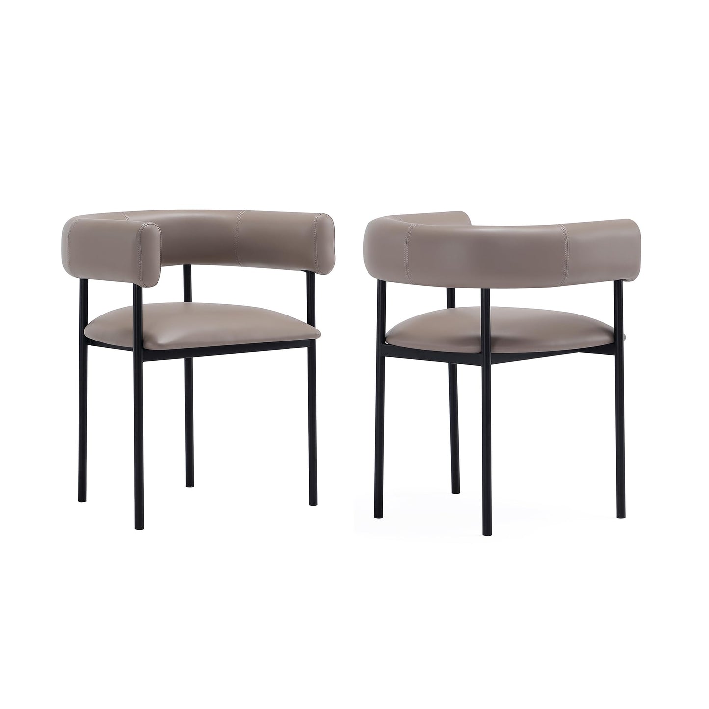 Manhattan Comfort Onda Dining Chair Upholstered in Vegan Leather, Metal Frame with Wraparound Backrest, Modern Seating for Kitchen Counter and Table, Taupe