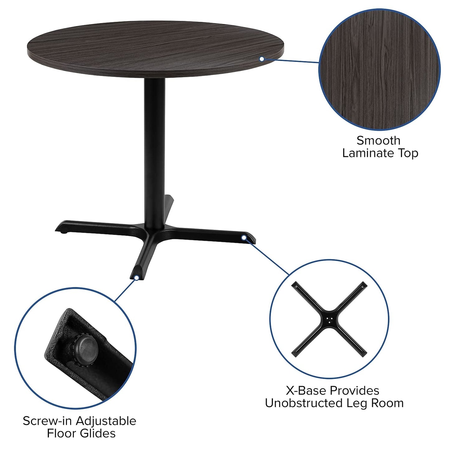 Flash Furniture Chapman 36" Round Multipurpose Conference Table, Business Meeting Table for Office and Conference Rooms, Rustic Gray