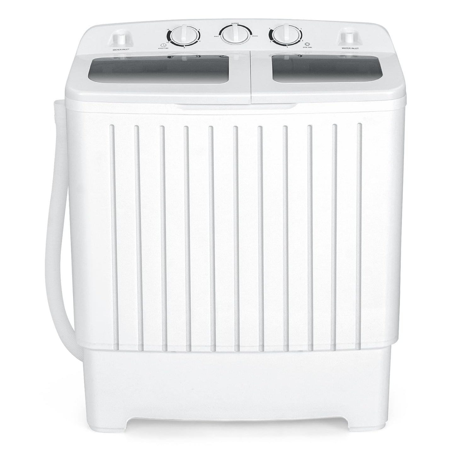 COSTWAY Portable Washing Machine, Twin Tub 20 Lbs Capacity, Compact Laundry Washer(12 Lbs) and Spinner(8 Lbs), Durable Design, Timer Control, Perfect for RV, Apartments and Dorms, Grey+White
