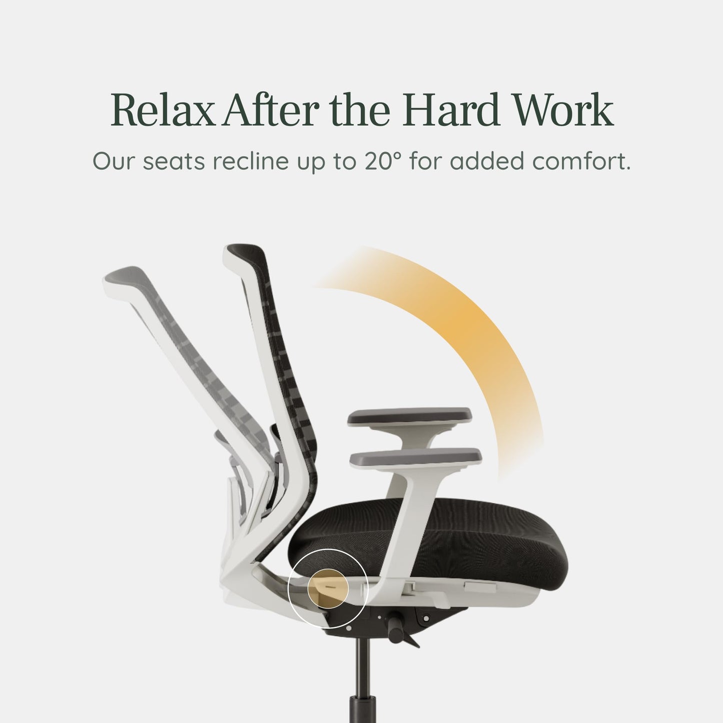 Branch Ergonomic Chair - A Versatile Desk Chair with Adjustable Lumbar Support, Breathable Mesh Backrest, and Smooth Wheels - Experience Optimal Comfort and Support - Pebble - White