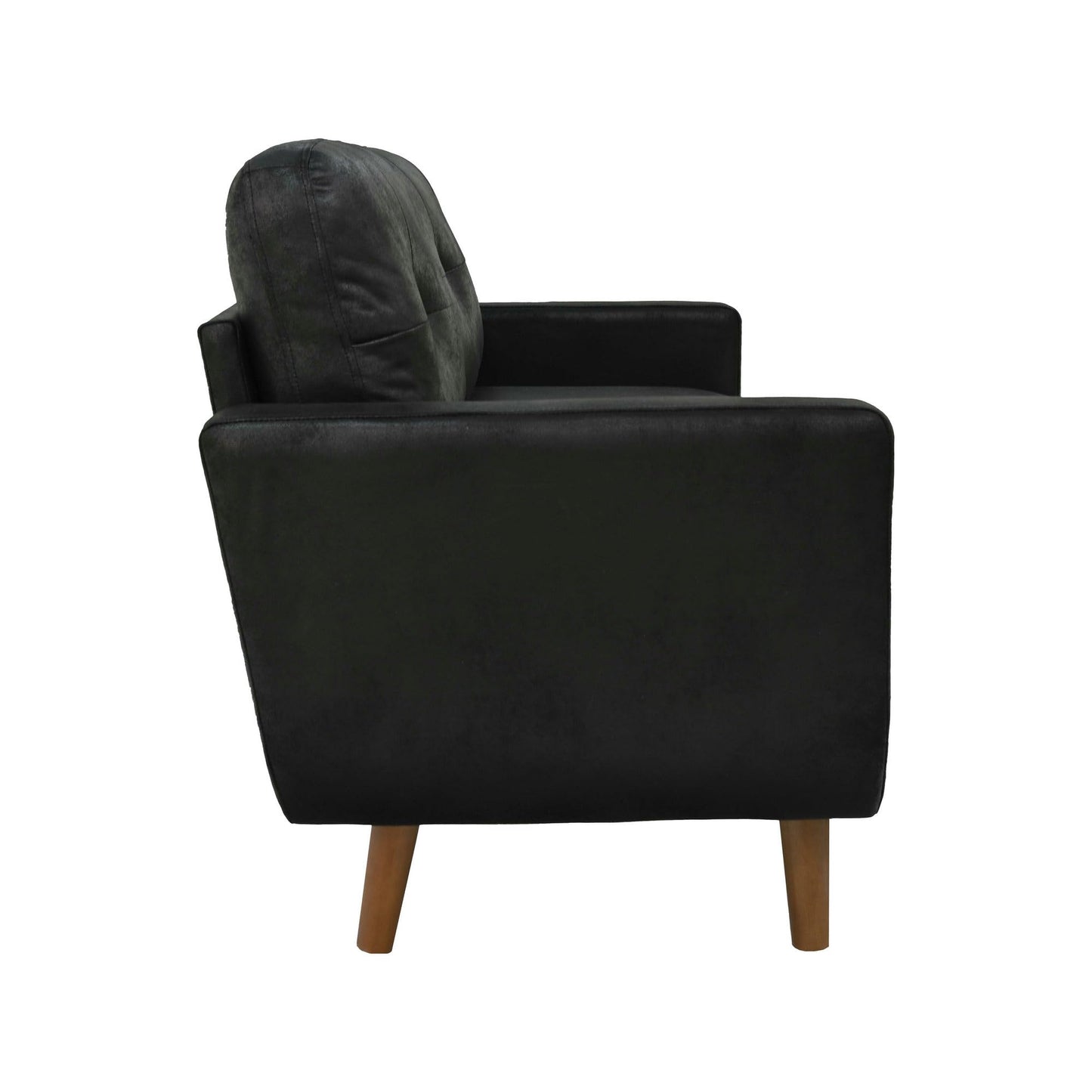 Ball & Cast 65" Loveseat Sofa,Mid Century Modern Love Seat Couches for Living Room,Button Tufted Upholstered Small Couch with Solid Wood Legs for Bedroom,Apartment,Office,Fabric,Black