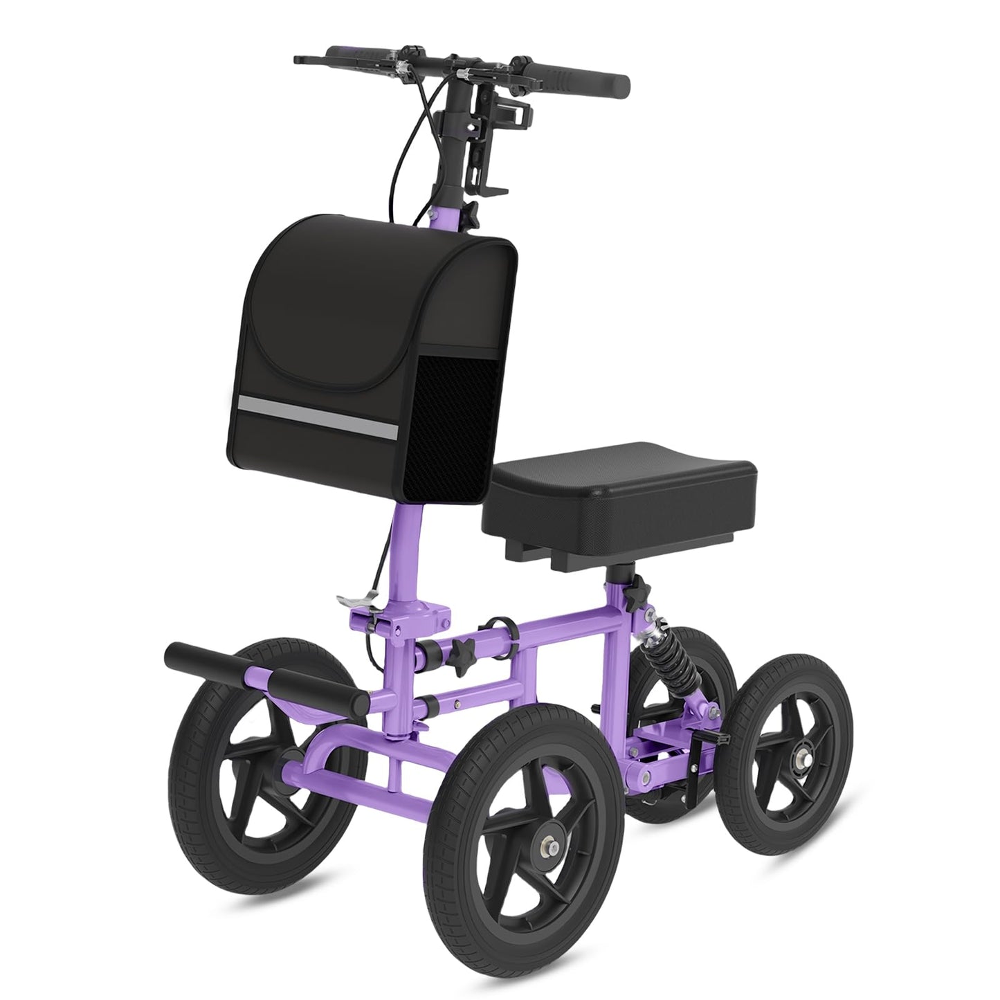 Fvzzin All Terrain Knee Scooter for Adults, Foldable Rolling Knee Scooter with DIY Stickers & Shock Absorber, Steerable Knee Walker for Broken Foot, Ankle Injuries & Surgery, Better Crutch Alternative