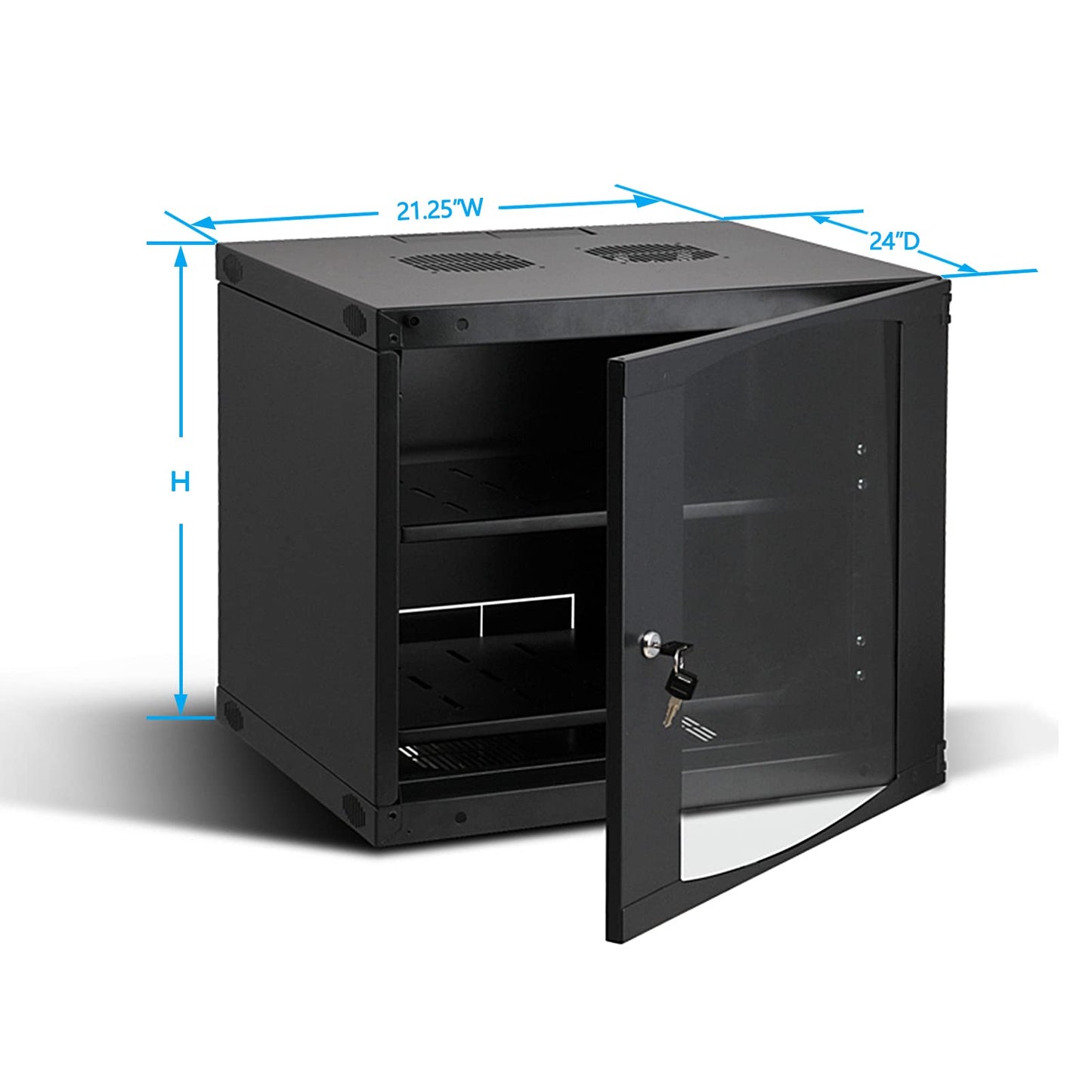 RAISING ELECTRONICS 22U Wall Mount Network WiFi Server Cabinet Rack Enclosure Ventilated Door Lock 22.75inch Depth