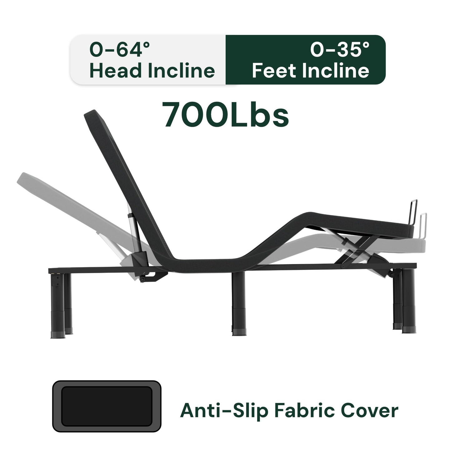 Cozy Castle Adjustable Bed Frame with Wireless Remote, Zero Gravity, Head and Foot Incline, Adjustable Leg Heights, Electric Bed Frame for Ultimate Comfort (TwinXL)