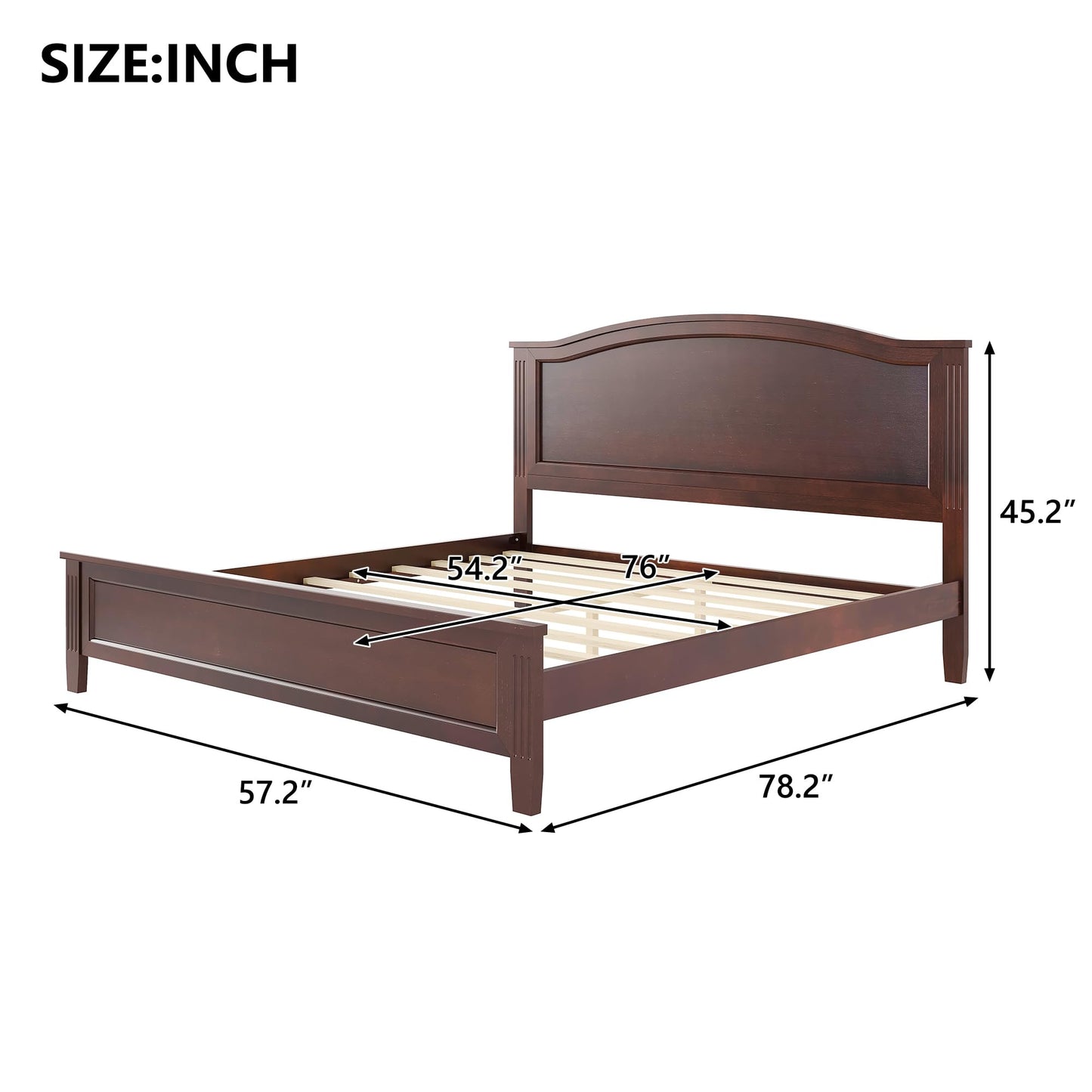 Merax Queen Size Classic Platform Bed with Headboard, Wood Bed Frame with Sturdy Slat and Support Legs, Underbed Storage Space, No Box Spring Needed, Espresso